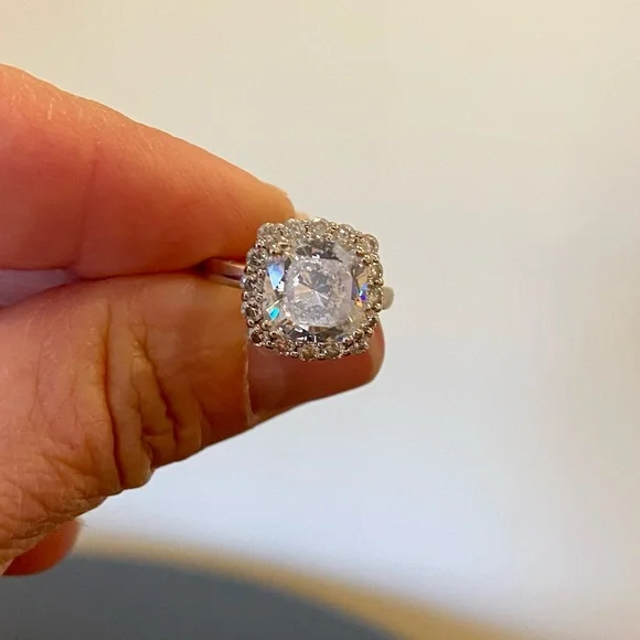 Luxury Authentic Birkat Elyon Cubic Zirconia Cushion Cut 3.5 ct 14K ring
